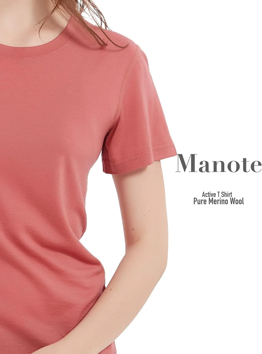100% Merino Wool T Shirts Women, Short Sleeve Crew Neck Tee Lightweight Undershirt, No-Odor Base Layer for Hiking