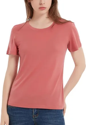 100% Merino Wool T Shirts Women, Short Sleeve Crew Neck Tee Lightweight Undershirt, No-Odor Base Layer for Hiking