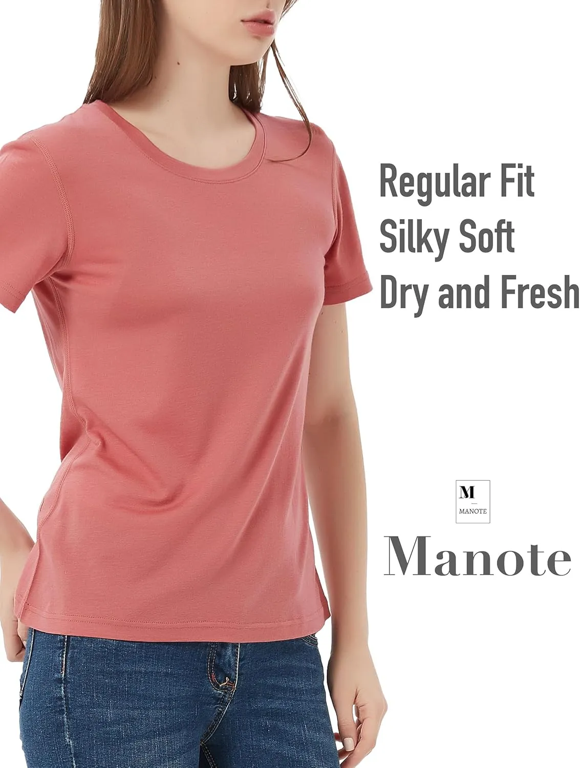 100% Merino Wool T Shirts Women, Short Sleeve Crew Neck Tee Lightweight Undershirt, No-Odor Base Layer for Hiking