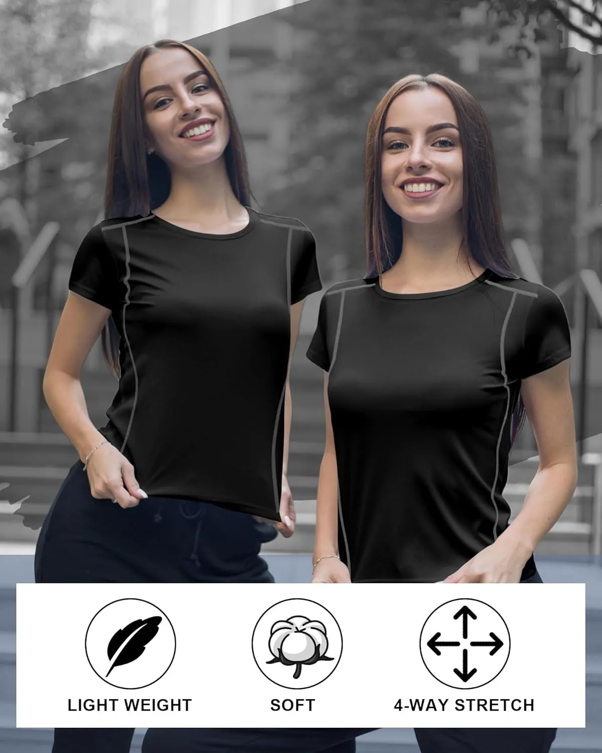 4 Pack Women Workout Shirts Short Sleeve Workout Tops for Women Dry Fit Compression Shirt for Yoga Gym