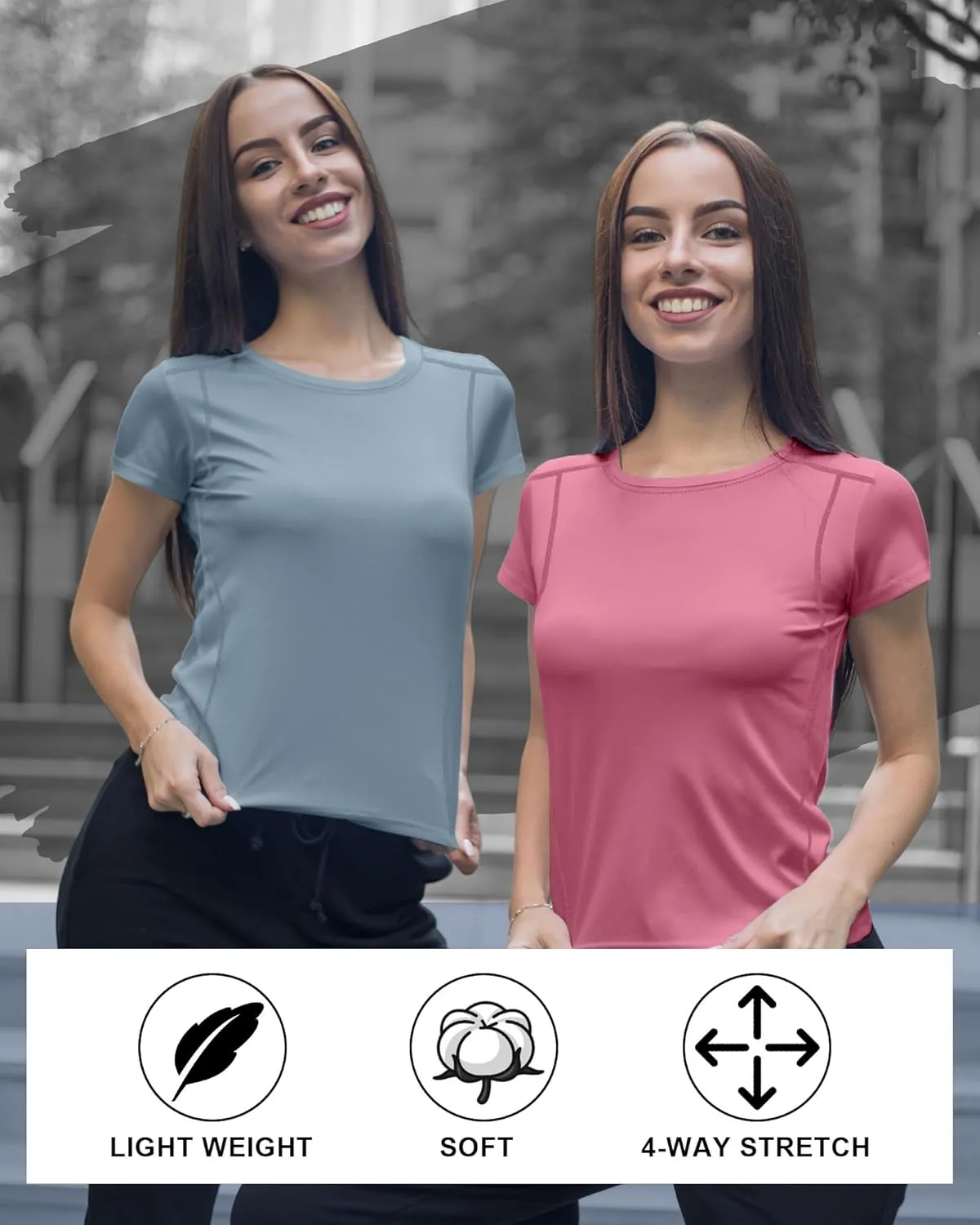 4 Pack Women Workout Shirts Short Sleeve Workout Tops for Women Dry Fit Compression Shirt for Yoga Gym