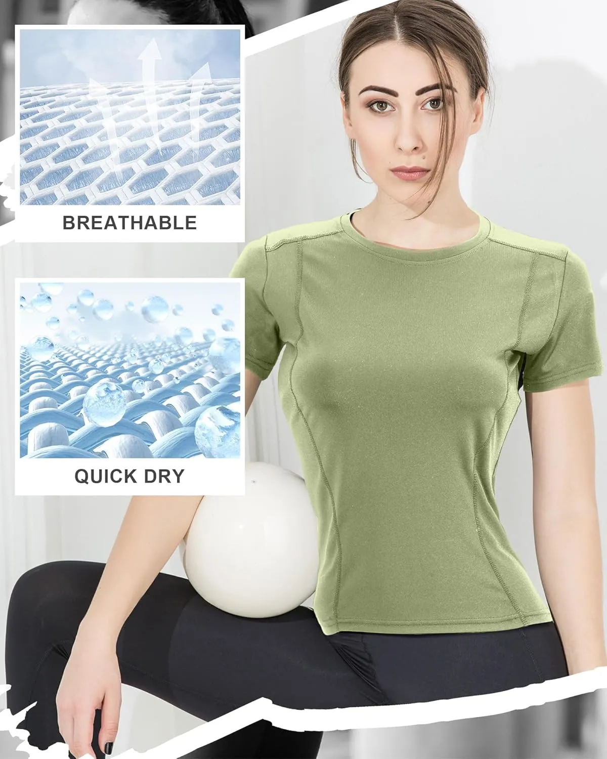 4 Pack Women Workout Shirts Short Sleeve Workout Tops for Women Dry Fit Compression Shirt for Yoga Gym