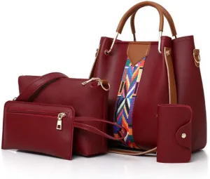 4pcs Hobo Tote and Purse Satchel for Women Top-handle Handbag PU Shoulder Bag Clutch Card Holder
