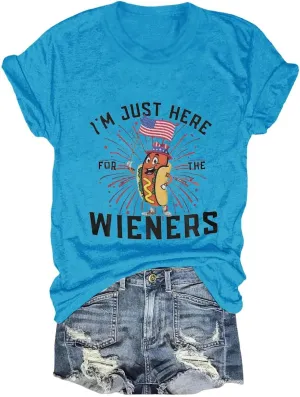 4th of July Shirts for Women 2025 Cute Hot Dog Graphic Short Sleeve Tee Casual American Flag Patriotic Plus Size Tops
