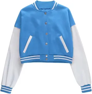 ACEFAST INC Womens Crop Varsity Jacket Letterman Baseball Jacket Bomber Vintage Y2k Streetwear Short Coat