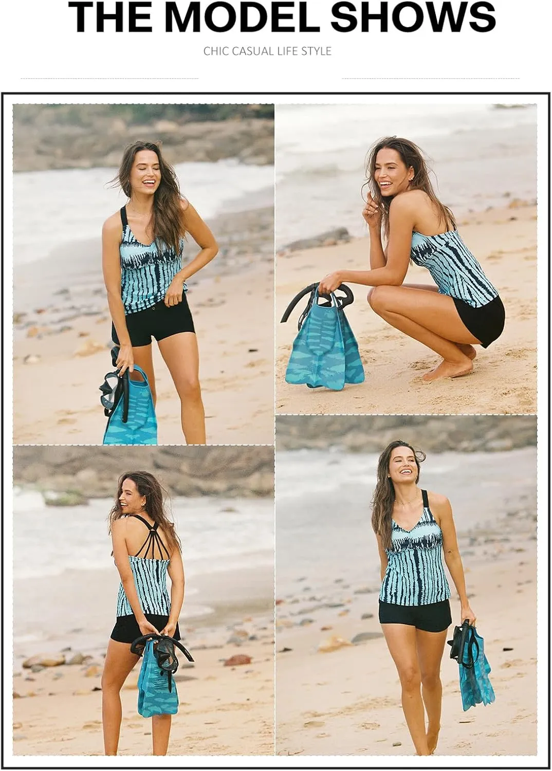 Aleumdr Womens Printed Strappy Racerback Swim Tankini Top Only No Bottom S - XXXL