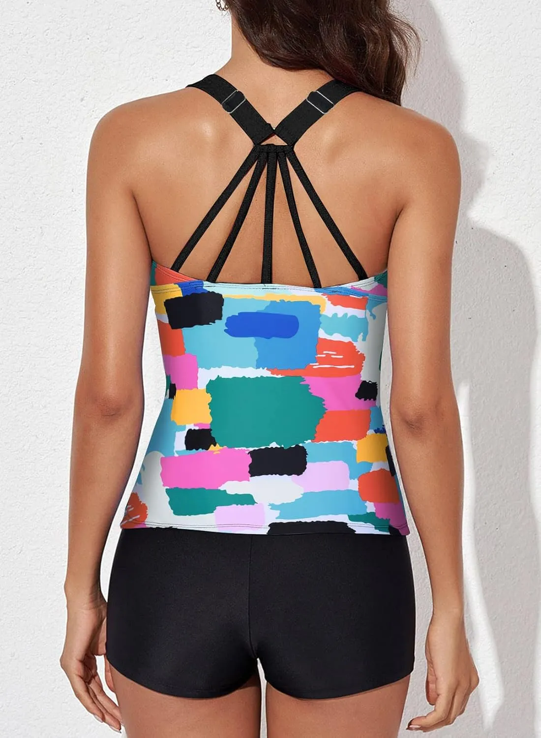 Aleumdr Womens Printed Strappy Racerback Swim Tankini Top Only No Bottom S - XXXL