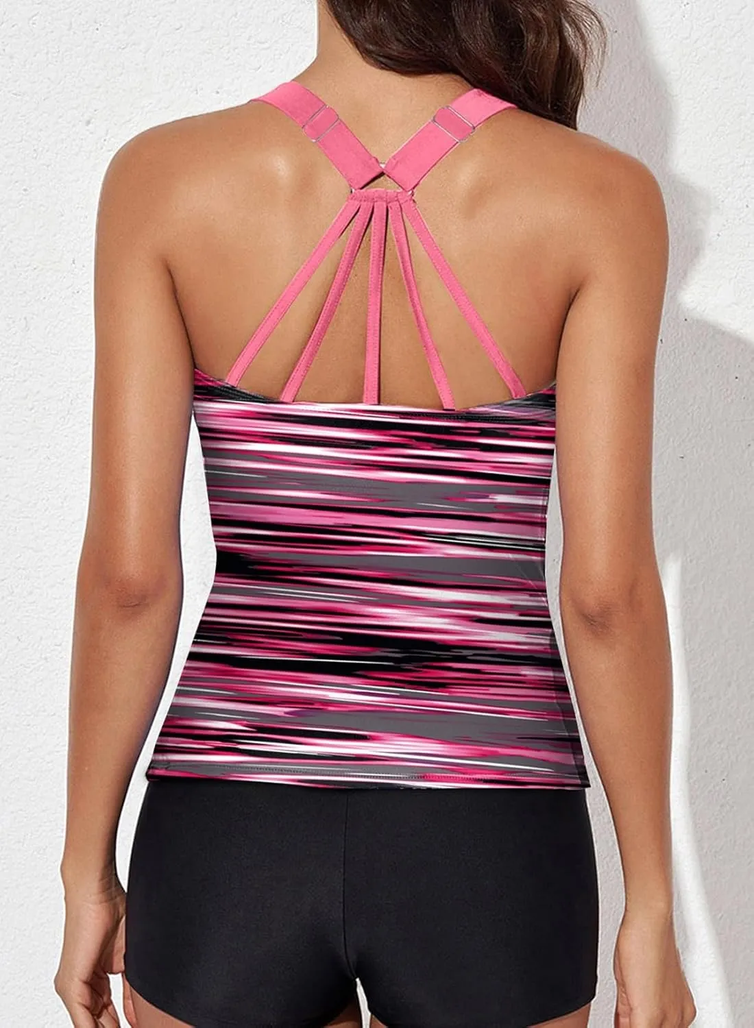 Aleumdr Womens Printed Strappy Racerback Swim Tankini Top Only No Bottom S - XXXL