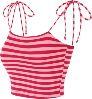 Allegra K Women's Cami Tube Top Tie Spaghetti Straps Sleeveless Summer Crop Tops