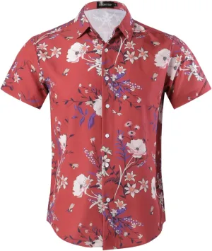 Allsense Men's Short-Sleeve Button-Down Tropical Hawaiian Shirt
