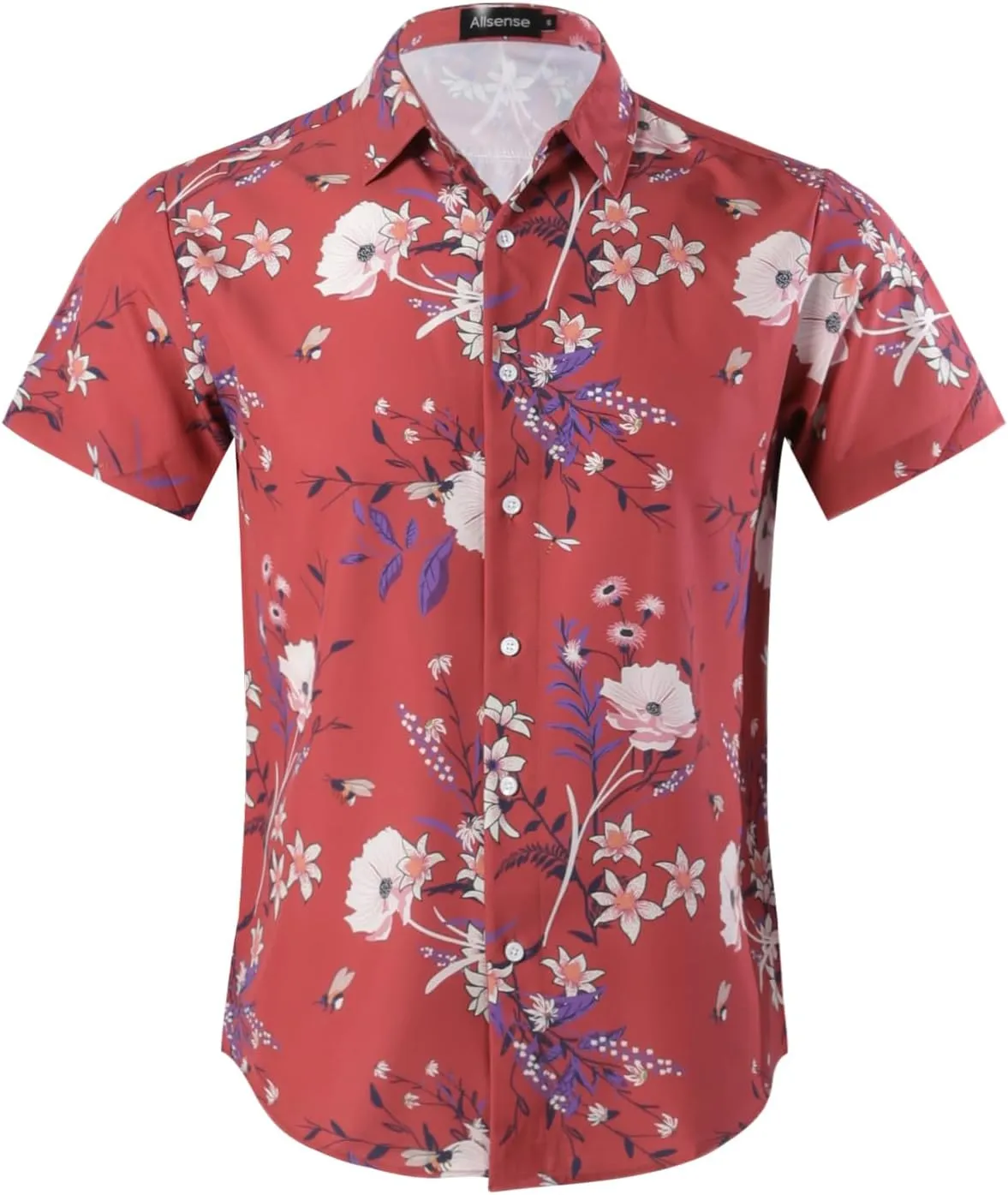 Allsense Men's Short-Sleeve Button-Down Tropical Hawaiian Shirt