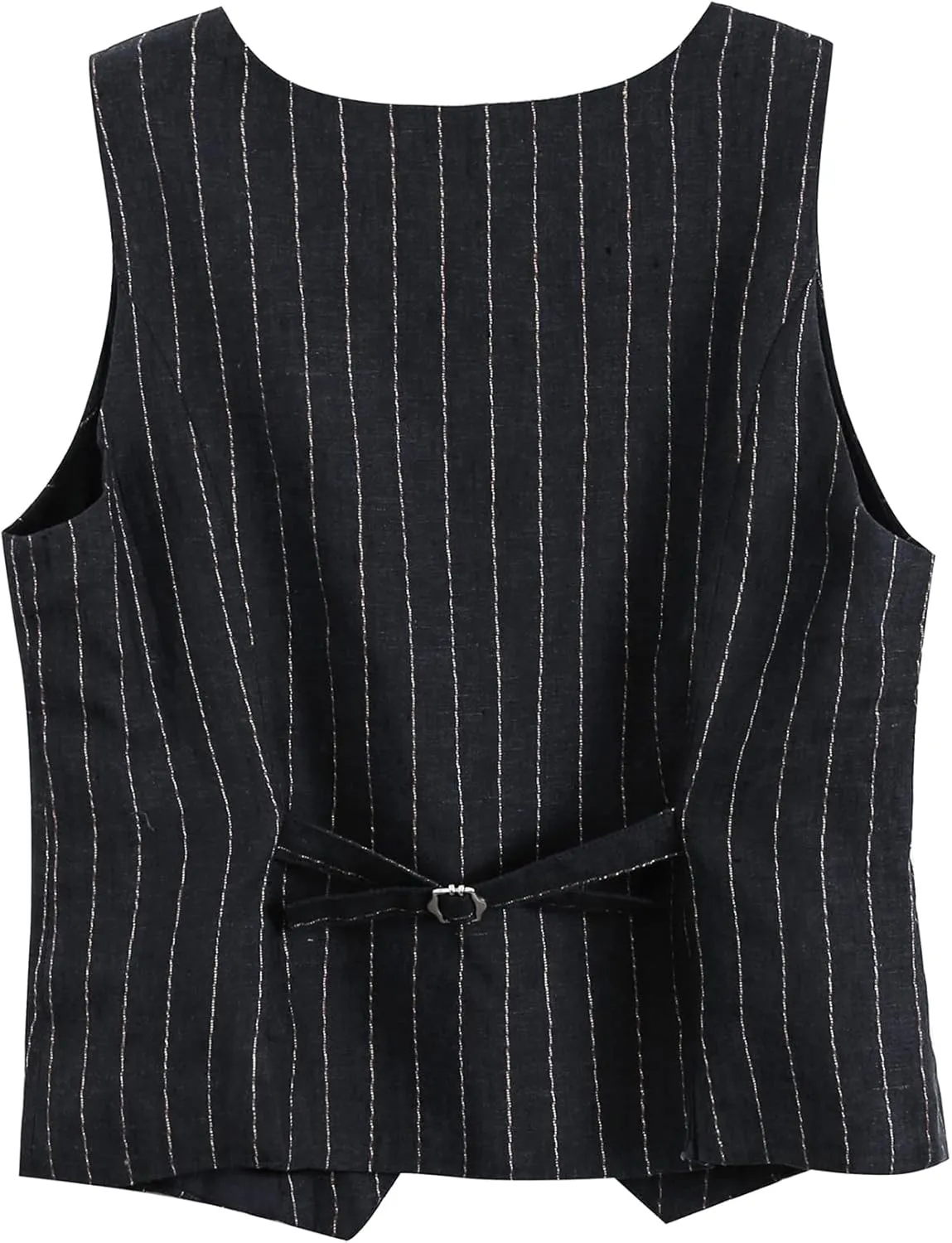 Amazhiyu Womens Pure Linen Sleeveless Button Down Crop Top V Neck Waistcoat Vest