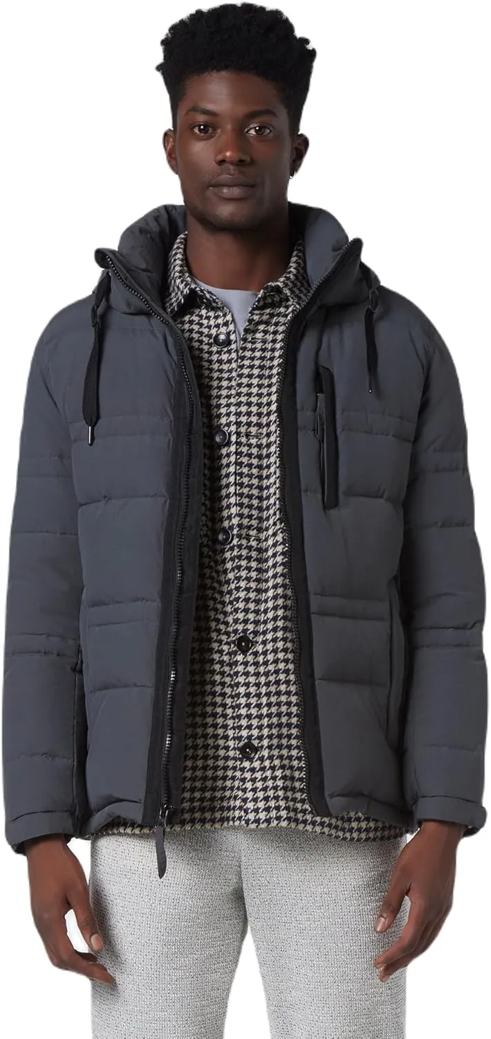 Andrew Marc Men's Huxley Mid Length Water Resistant Crinkle Down Jacket