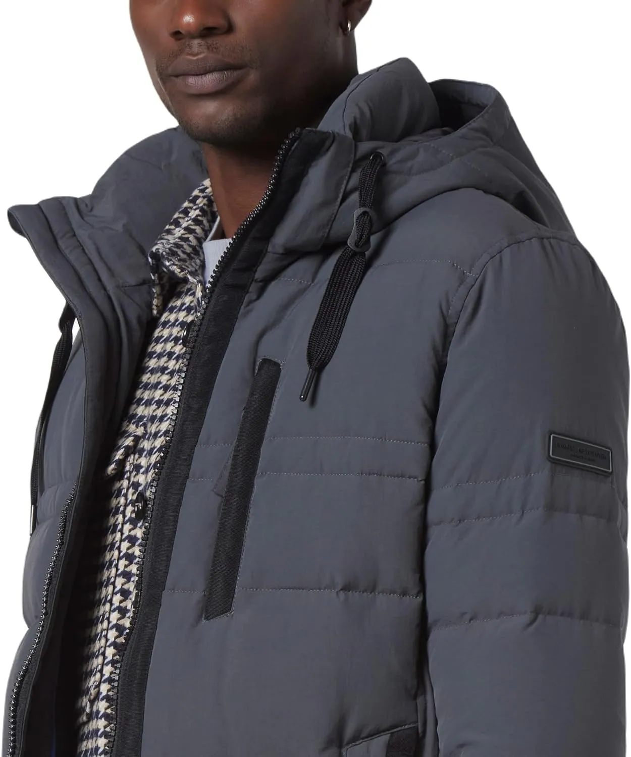 Andrew Marc Men's Huxley Mid Length Water Resistant Crinkle Down Jacket