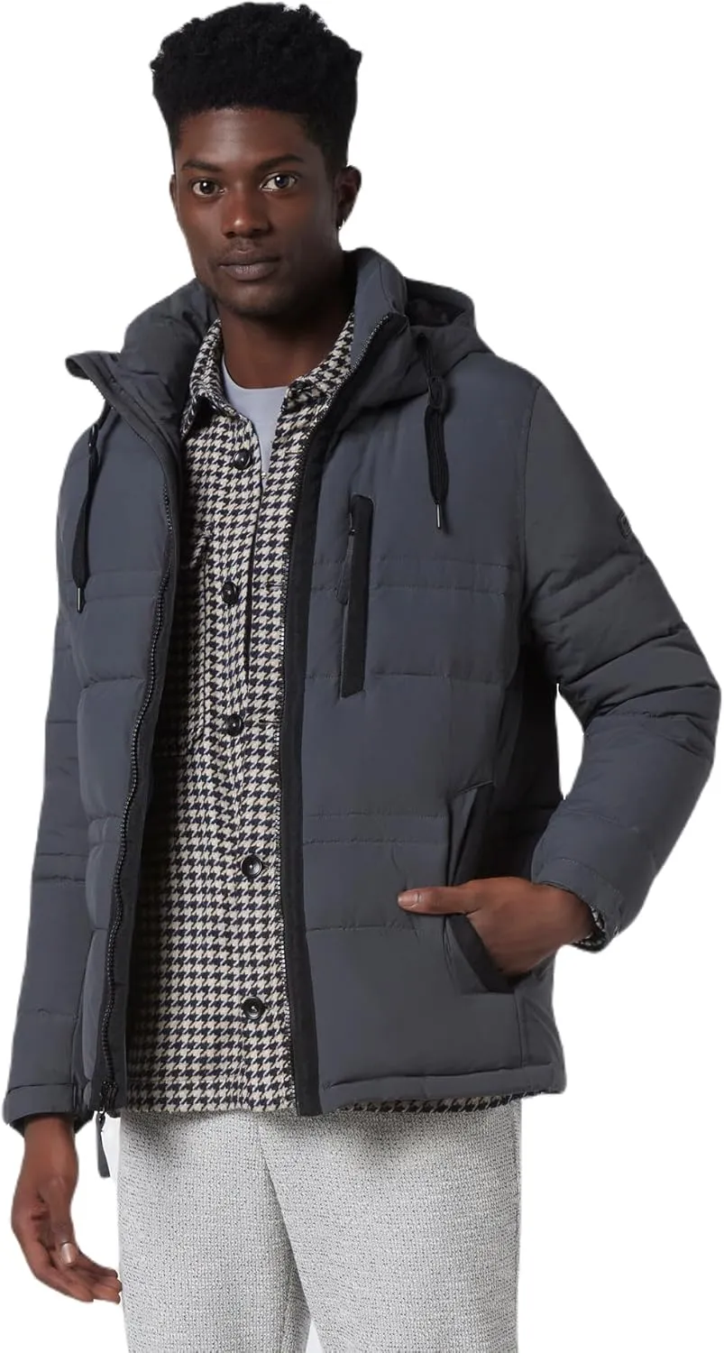 Andrew Marc Men's Huxley Mid Length Water Resistant Crinkle Down Jacket
