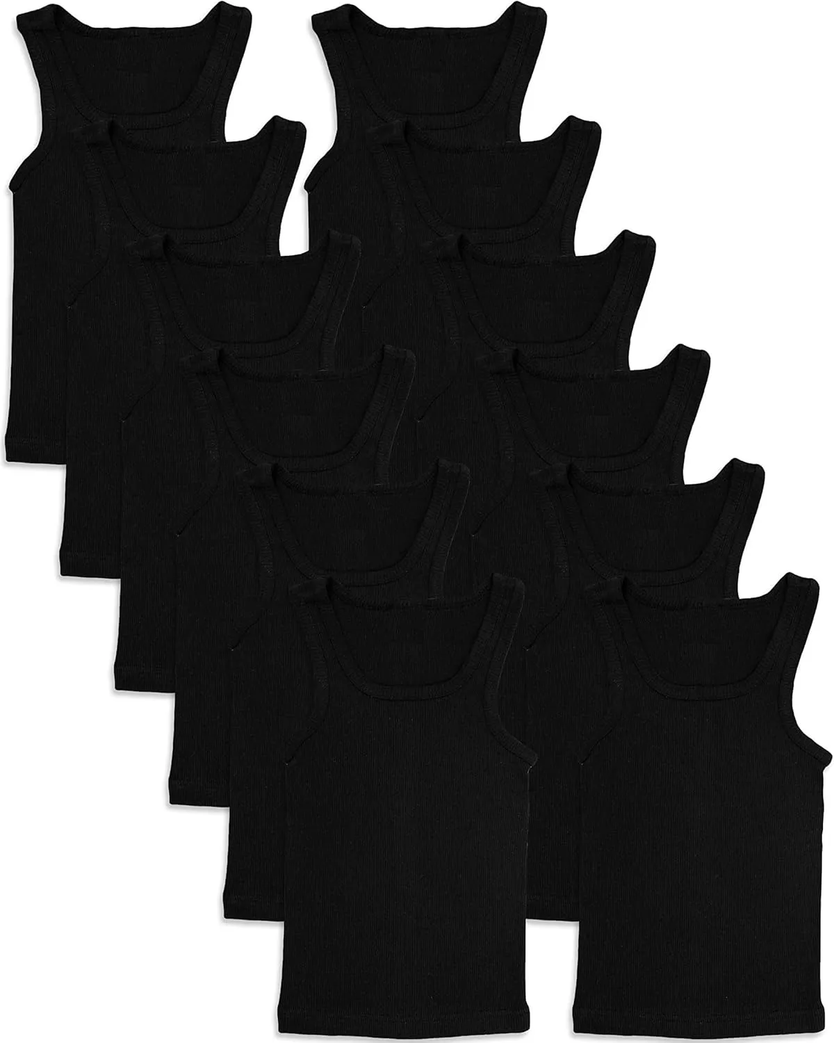 Andrew Scott Basics Boys' 12 Pack Color A-Shirt Sport Tank Top Undershirts