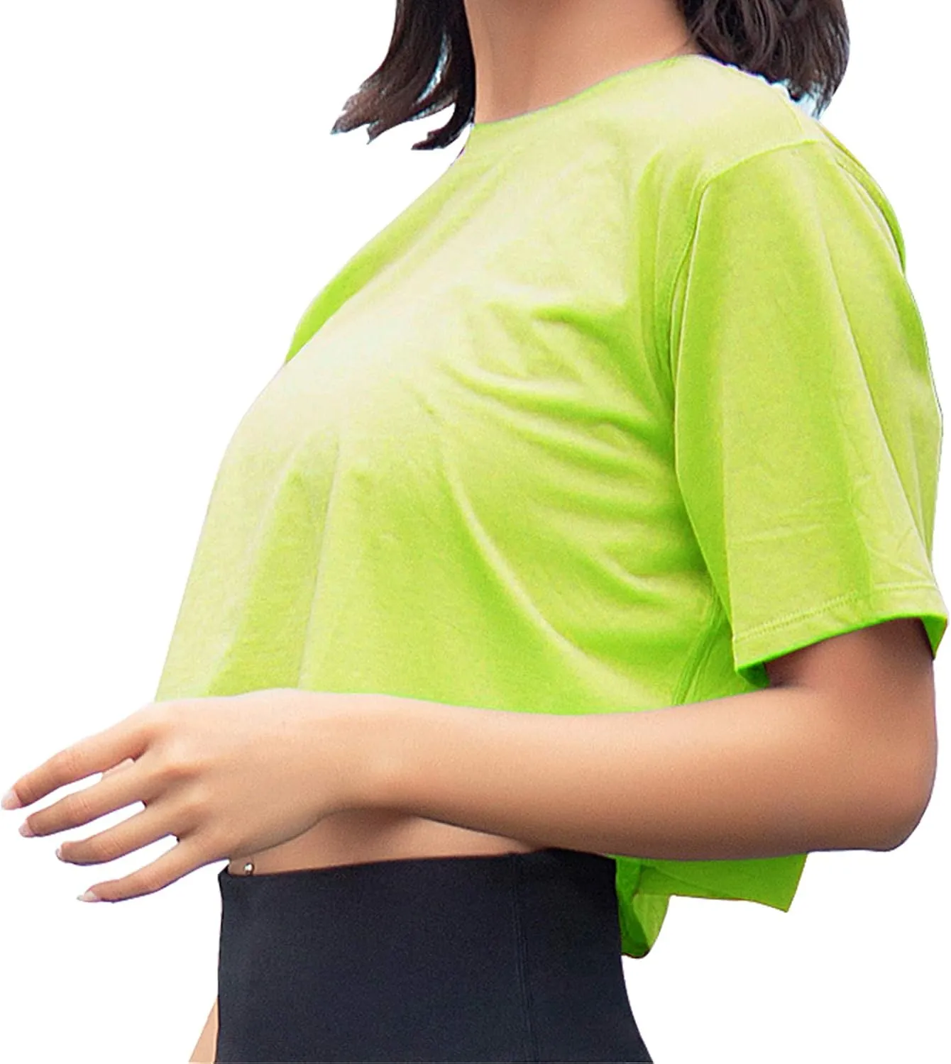 Artfish Women Short Sleeve Crewneck Comfy Loose Crop Top Teen T-Shirt Workout