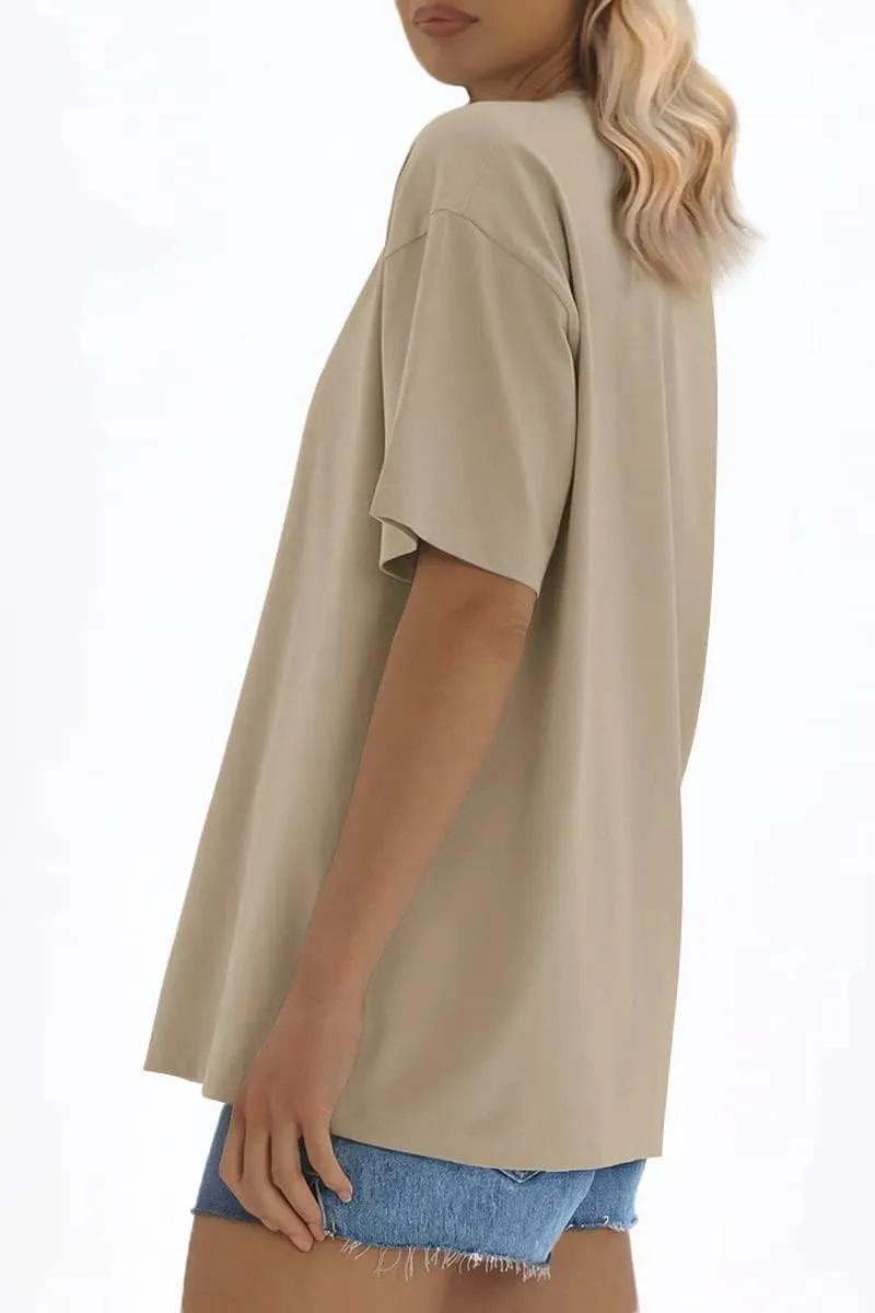 ATHMILE Womens Oversized T Shirts Loose Fit Crewneck Short Sleeve Tops Summer Casual Blouse 2025 Y2K Basic Tee Beach