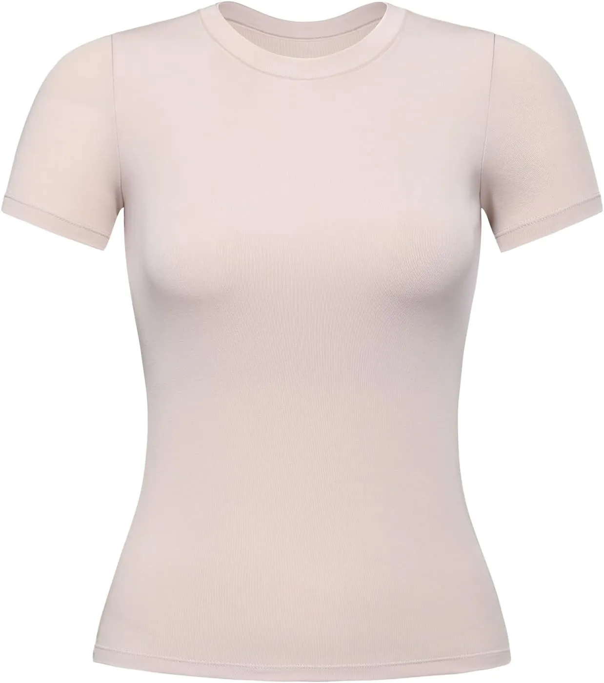 AUROLA Everyday Fitted T-Shirt for Women,Crew Neck Basic Short Sleeves T ShirtCrop Tops Modal Slim Fit Tee