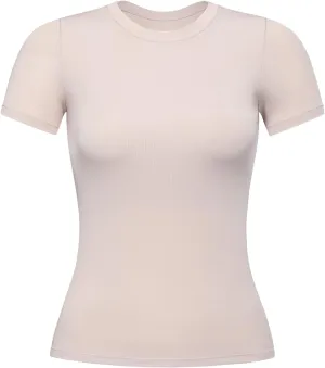 AUROLA Everyday Fitted T-Shirt for Women,Crew Neck Basic Short Sleeves T ShirtCrop Tops Modal Slim Fit Tee