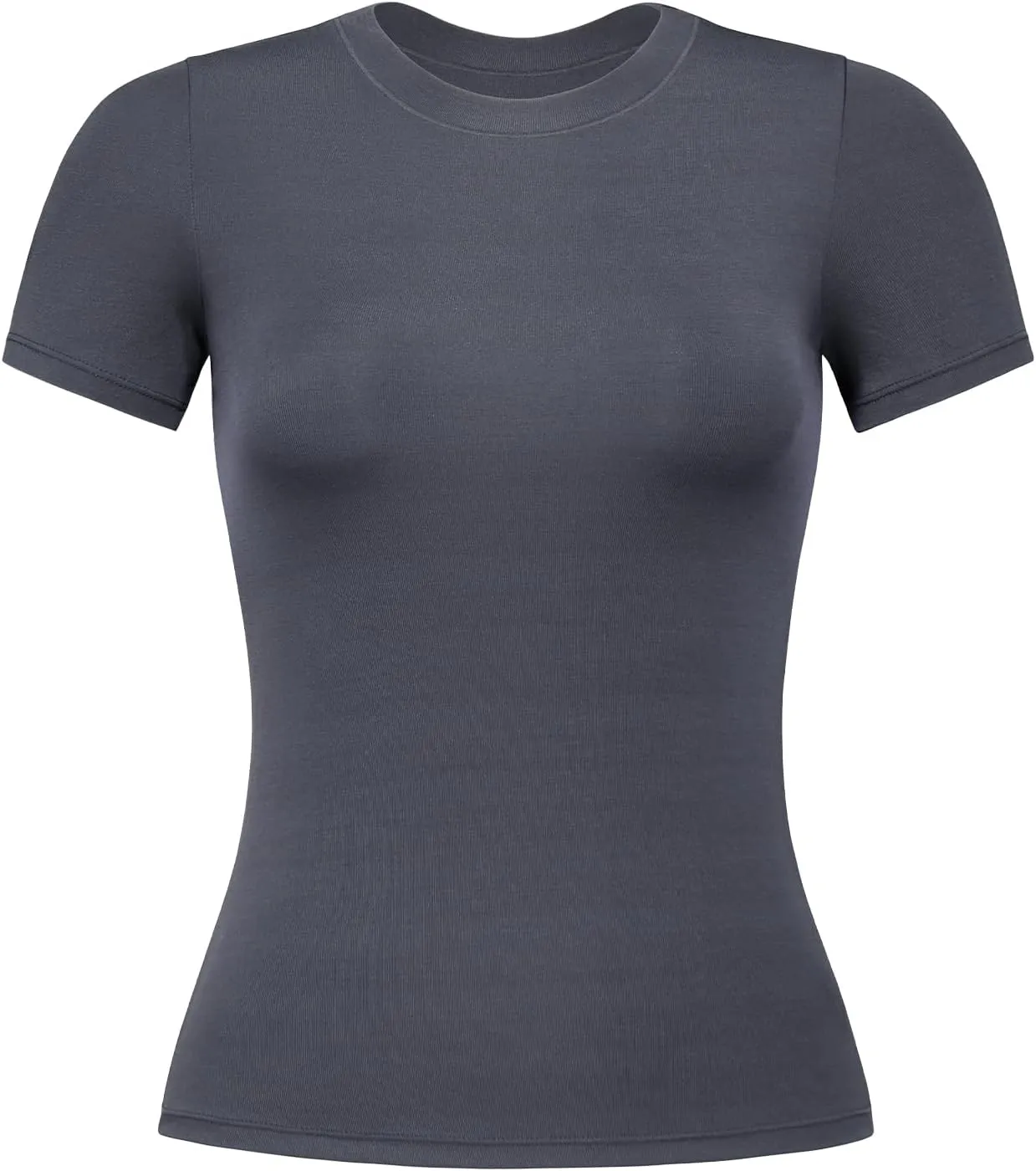AUROLA Everyday Fitted T-Shirt for Women,Crew Neck Basic Short Sleeves T ShirtCrop Tops Modal Slim Fit Tee