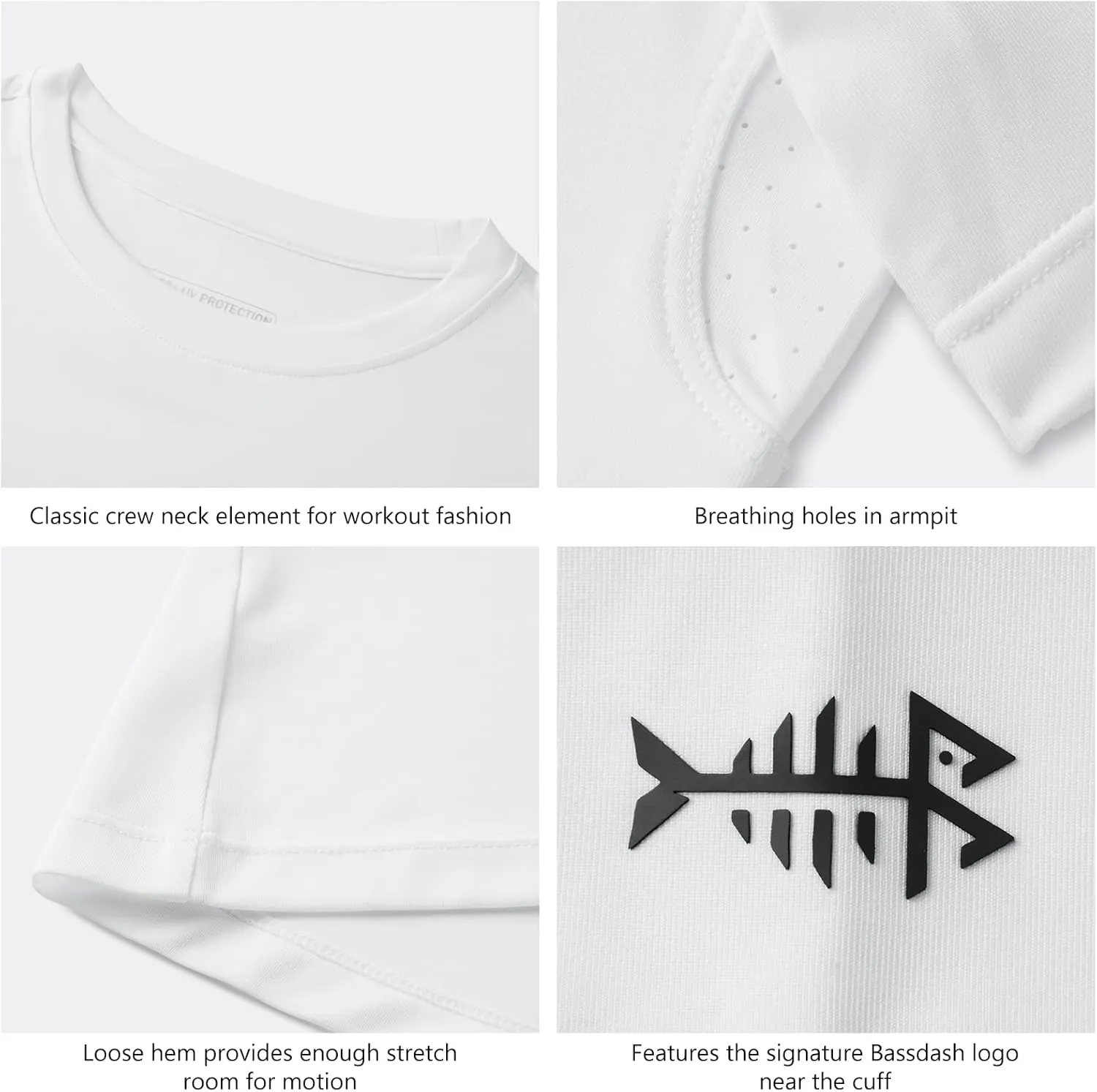 BASSDASH Womens UPF 50  Crew Neck Short Sleeve T-Shirt Cooling Performance Sun Protection Tee for Fishing Hiking Casual