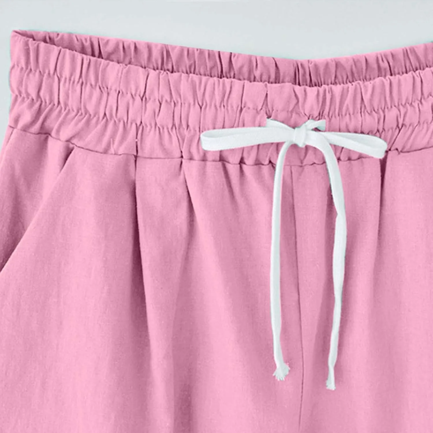 Bermuda Shorts for Women 2025 Casual Summer Beach Drawstring Shorts with Pocket Knee Length Loose Cute Vacation Short