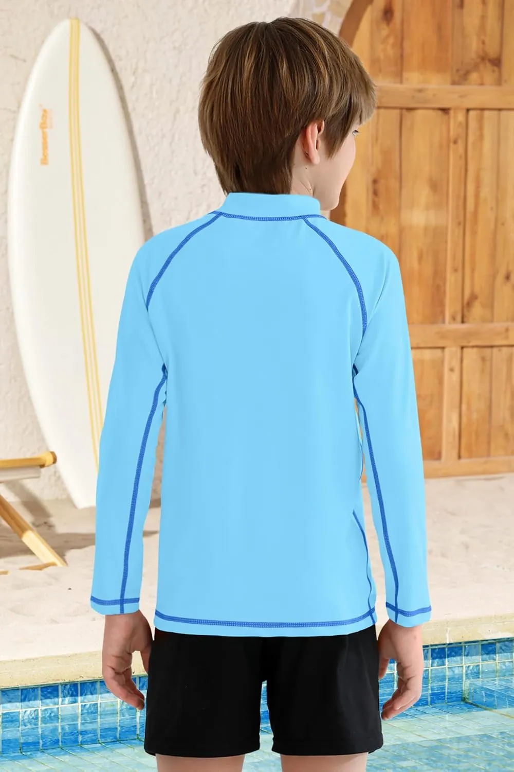 BesserBay Boys Sun Protection Long Sleeve Rash Guard Shirt UPF 50  Rashguard Swim Shir Surfing Shirt 4-14 Year
