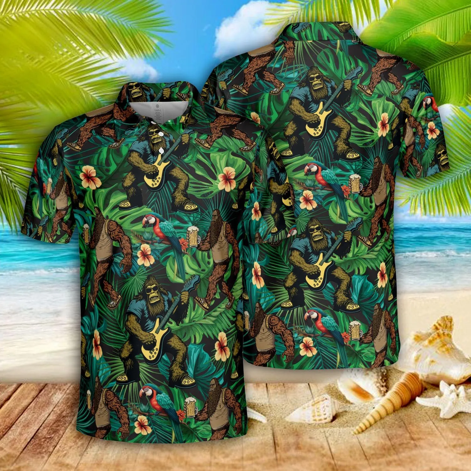 Bigfoots Polo Shirts for Men - Bigfoots Lovers Stylish Mens Goft Shirt Casual Short Sleeve Button Down Outfit Set 60