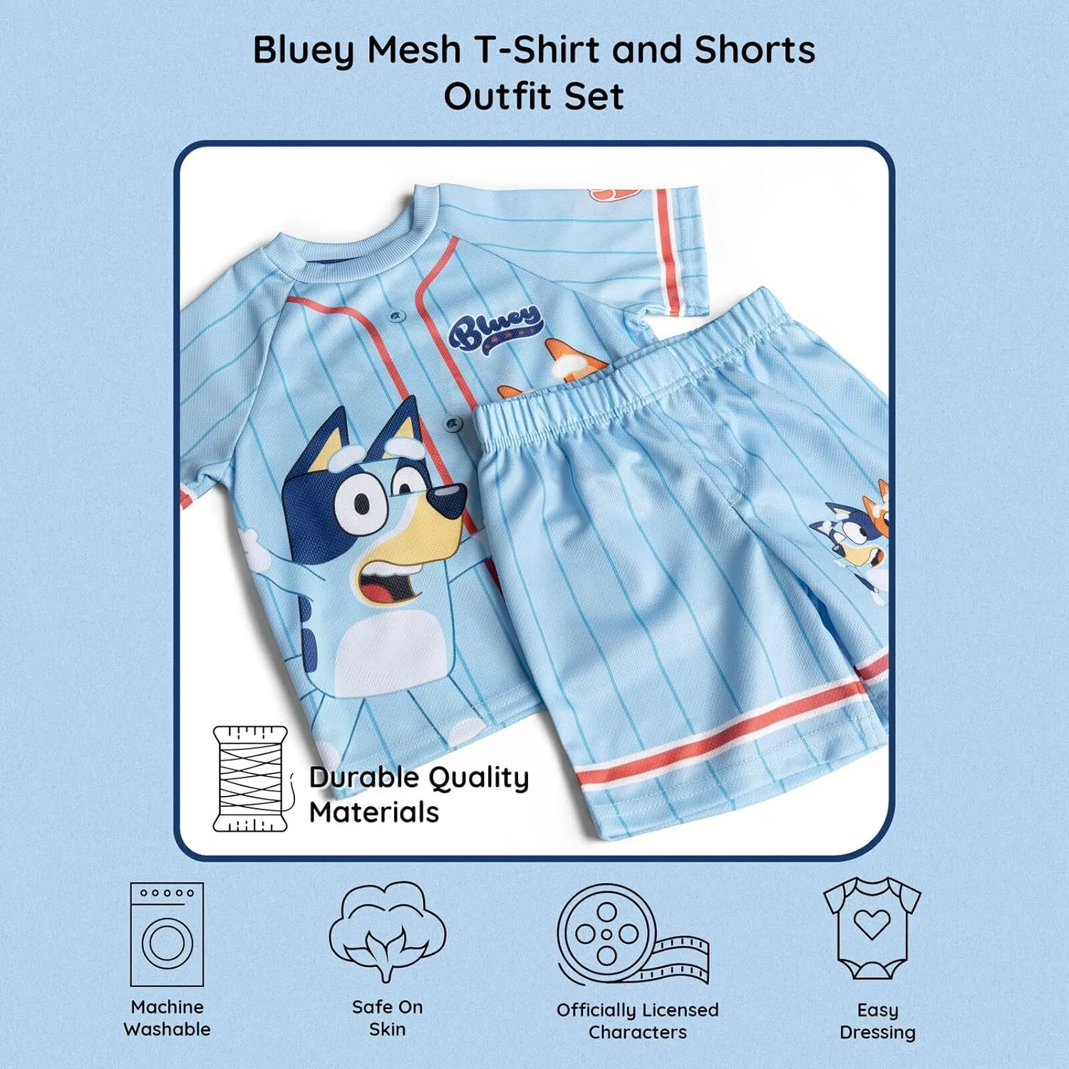 Bluey Mesh T-Shirt and Shorts Outfit Set Infant to Little Kid Sizes (12 Months - 7)