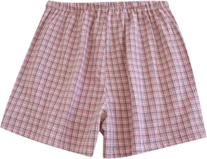 Boxer Shorts for Women Cute Plaid Mid Elastic Waist Cotton Linen Shorts Summer Loose Comfy Casual Wide Leg Lounge Bottoms