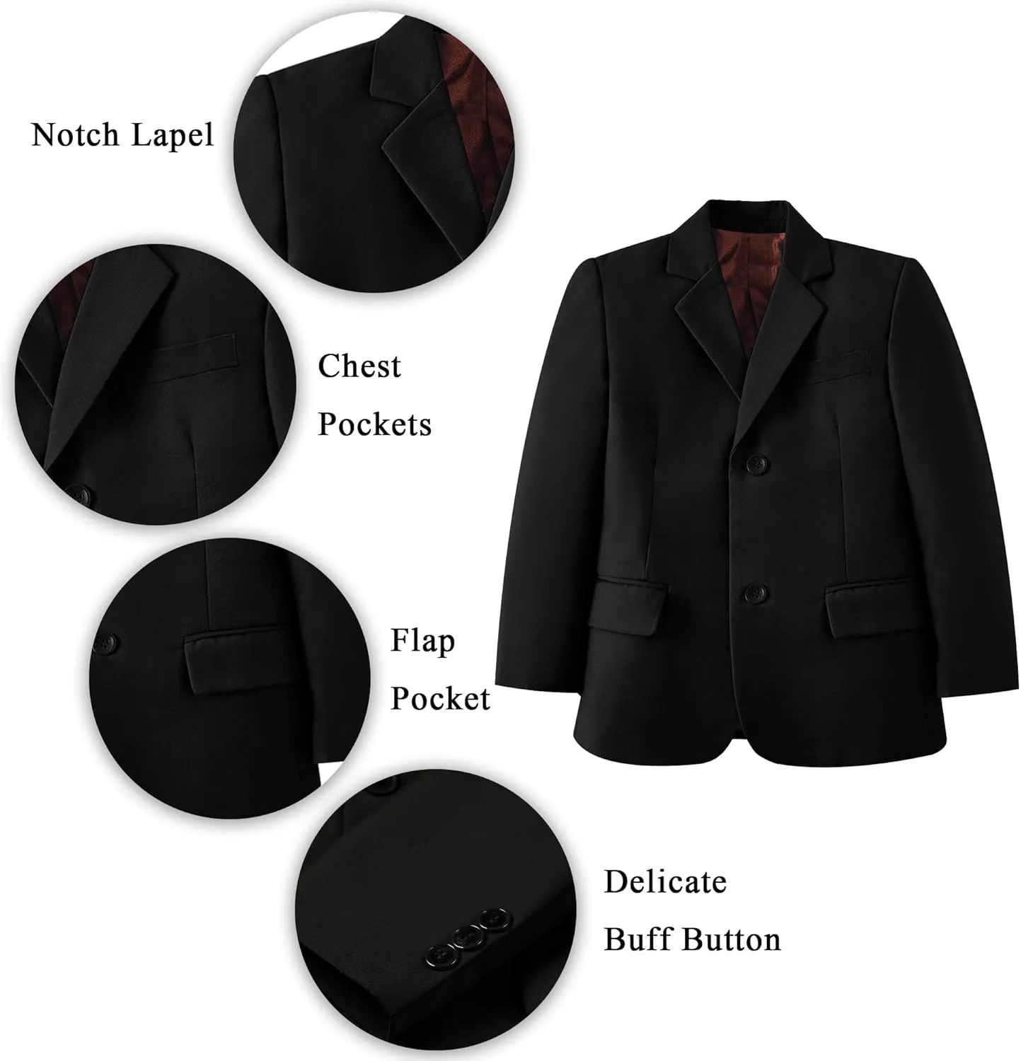 Boys' Blazer Jacket Slim Fit Single Breasted Kids Jacket for Boy Formal Sport Coat for Party Prom Wedding Size 2-20