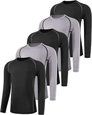 Boys' Compression Shirts Youth Long Sleeve Football Baseball Undershirt Sports Quick Dry Athletic Baselayer
