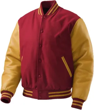 Buy & Catch Online Store Classic Red Wool Yellow Leather Varsity Letterman Bomber Jacket XS-3XL