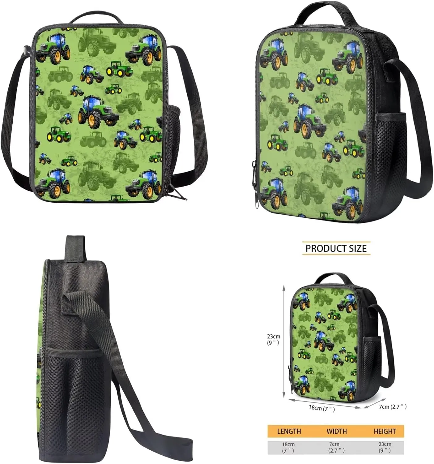 Cartoon Truck Teen Backpacks for Boys Casual Cool Bookbag for Teens School Travel Sport 3 in 1 School Bag Set with Insulated Lunch Box Pencil Case for Daycare Primary Elementary