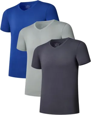 CF Men's Undershirts Bamboo Rayon Shirts for Men Moisture Wicking T-Shirt Classic V Neck Cooling Tee Shirts 3/5 Pack