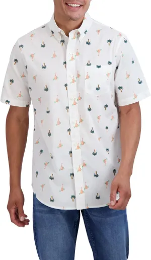 Chaps Men's Button-Down Shirt - Classic Woven Short Sleeve Formal Collared Shirt with Chest Pocket for Men (Sizes: S-XXL)