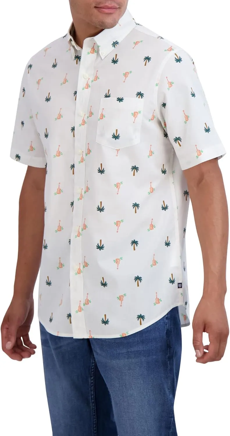 Chaps Men's Button-Down Shirt - Classic Woven Short Sleeve Formal Collared Shirt with Chest Pocket for Men (Sizes: S-XXL)