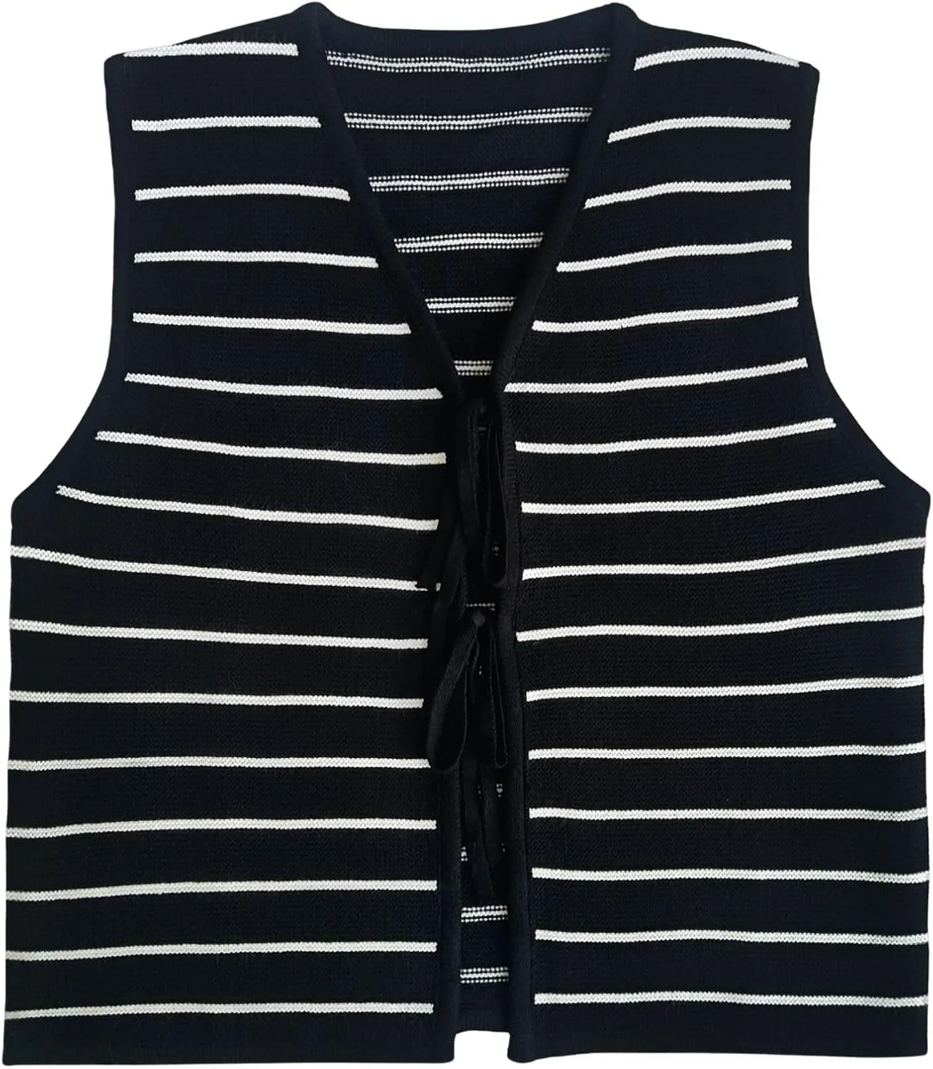 Chevara Womens Tie Front Knit Vest Top Sleeveless V Neck Cardigan Sweater Waistcoat