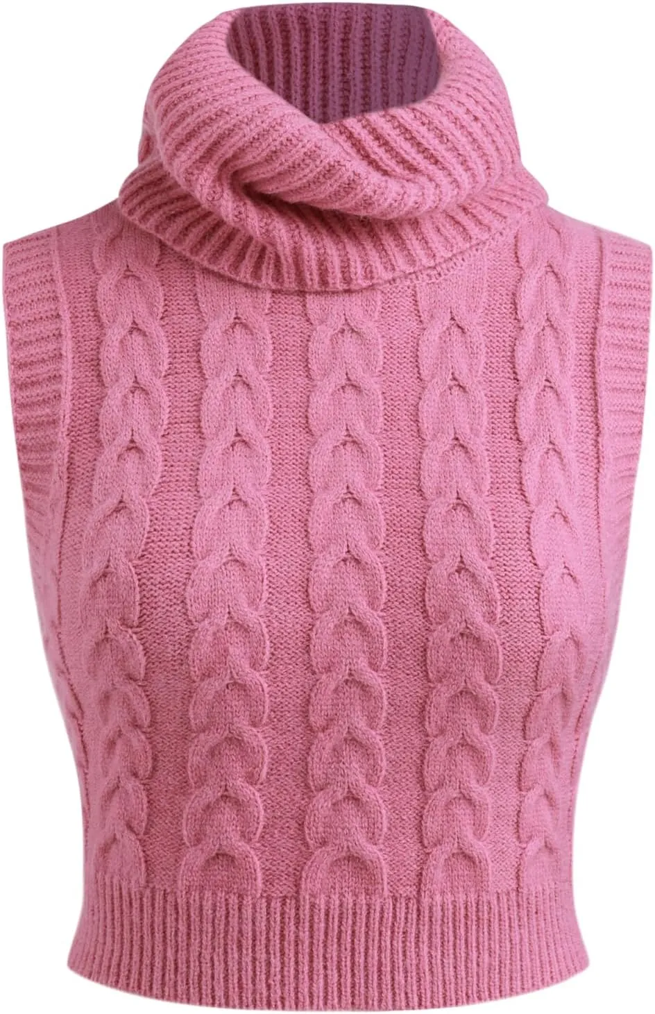CIDER Womens Sleeveless Sweater Tops Turtle Necks Cable Knit Croped Vest Tank Top