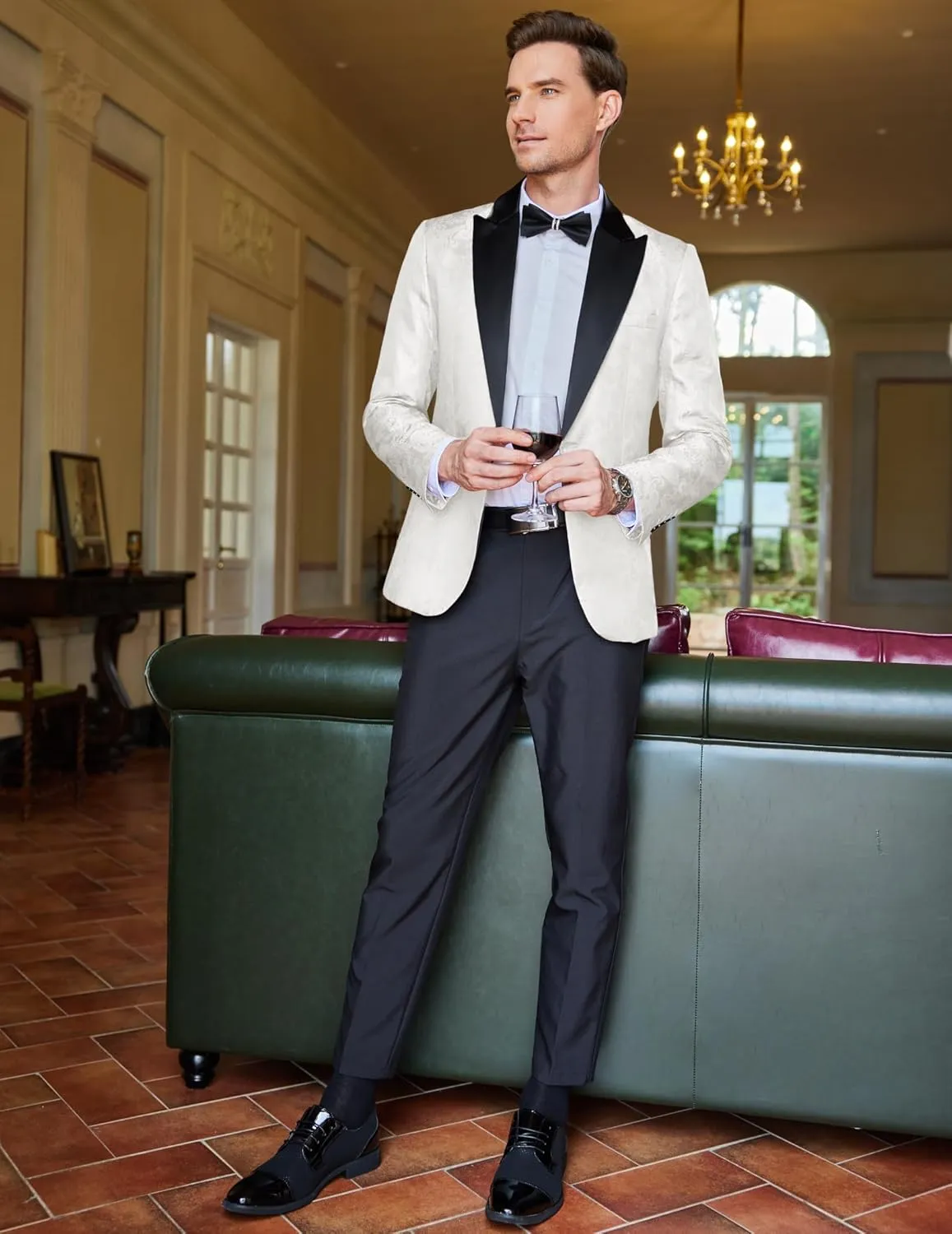 COOFANDY Men's Floral Paisley Formal Tuxedo Suit Jacket Dress Dinner Party Prom Weeding Blazer