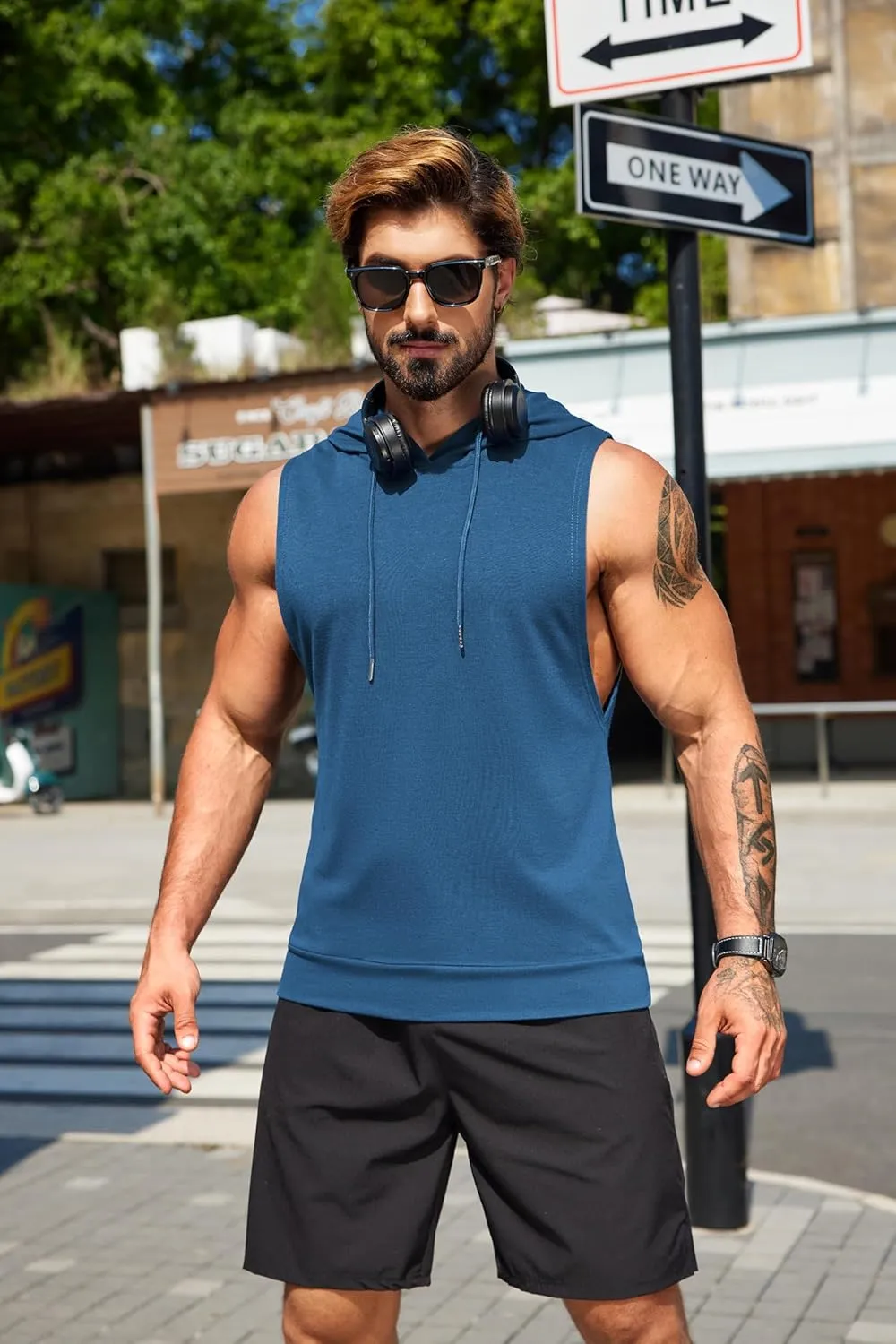 COOFANDY Sleeveless Hoodies for Men Workout Hooded Tank Tops Muscle Cut Off Shirts Bodybuilding Gym Shirt