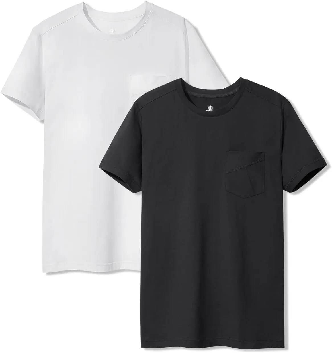 DAVID ARCHY Men's Undershirt with Pocket, Soft Cotton T-Shirt, Moistrue-Wicking Tee 2 Pack