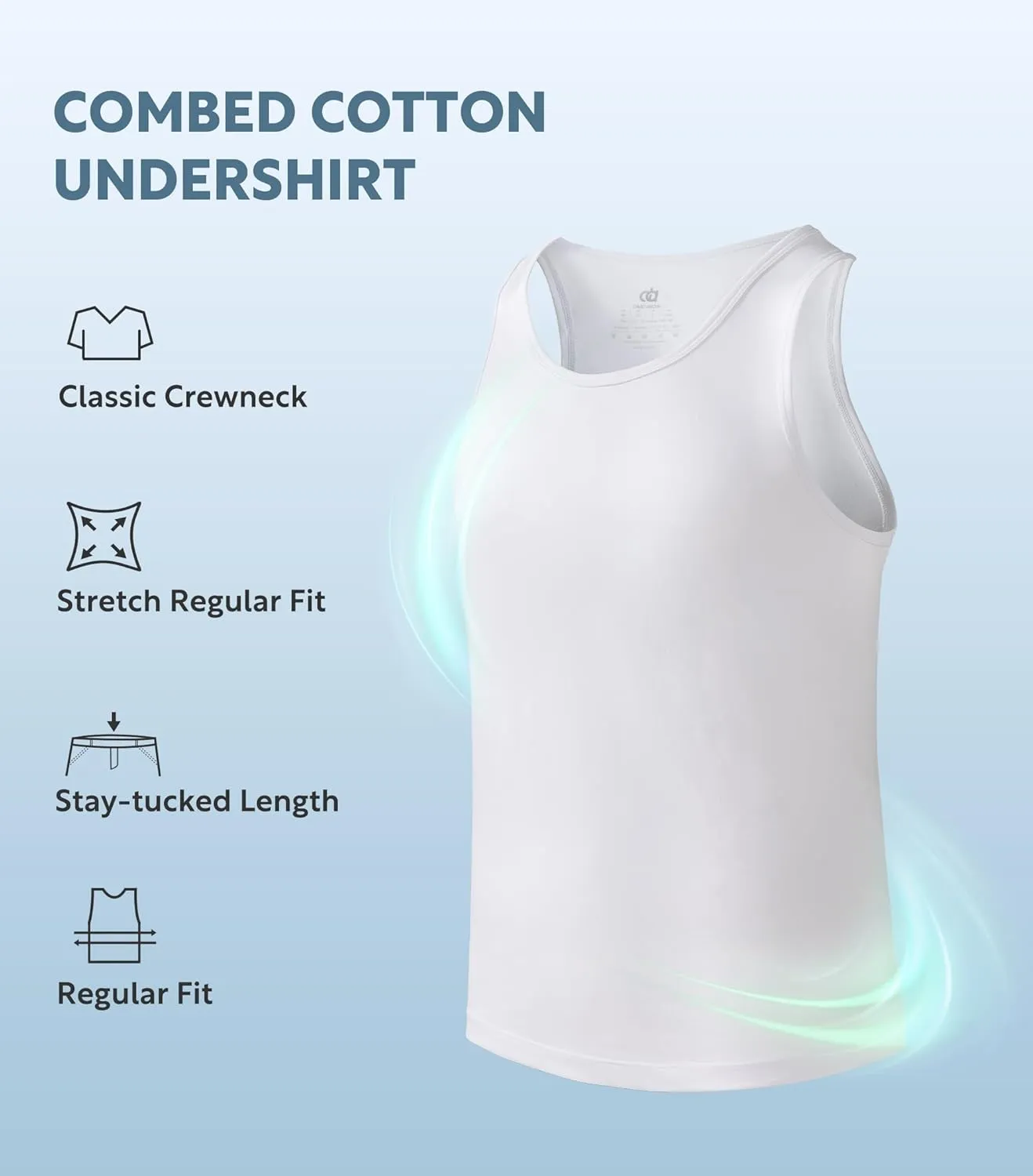 DAVID ARCHY Men's Undershirts Combed Cotton Tank Tops Soft Moisture-Wicking Shirt Breathable A-Shirt for Men 3 Pack