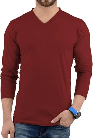 Decrum Long Sleeves Shirts for Men - Pack of 3 V-Neck Soft Breathable Full Sleeve T Shirt Mens Multipack
