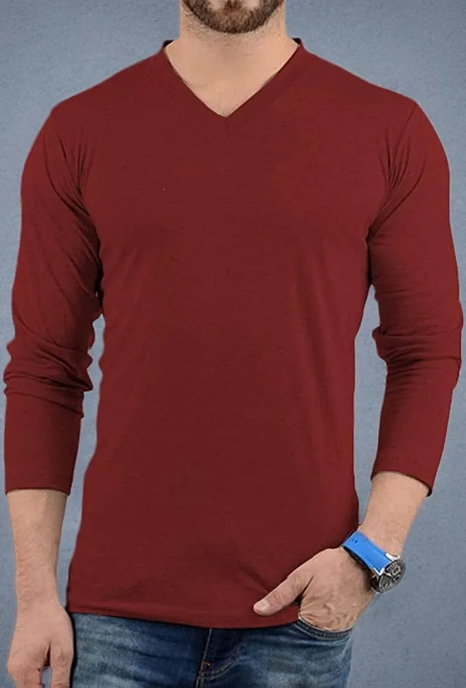 Decrum Long Sleeves Shirts for Men - Pack of 3 V-Neck Soft Breathable Full Sleeve T Shirt Mens Multipack