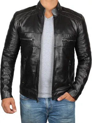 Decrum Real Leather Jacket Men - Motorcycle Black and Brown Leather Jacket