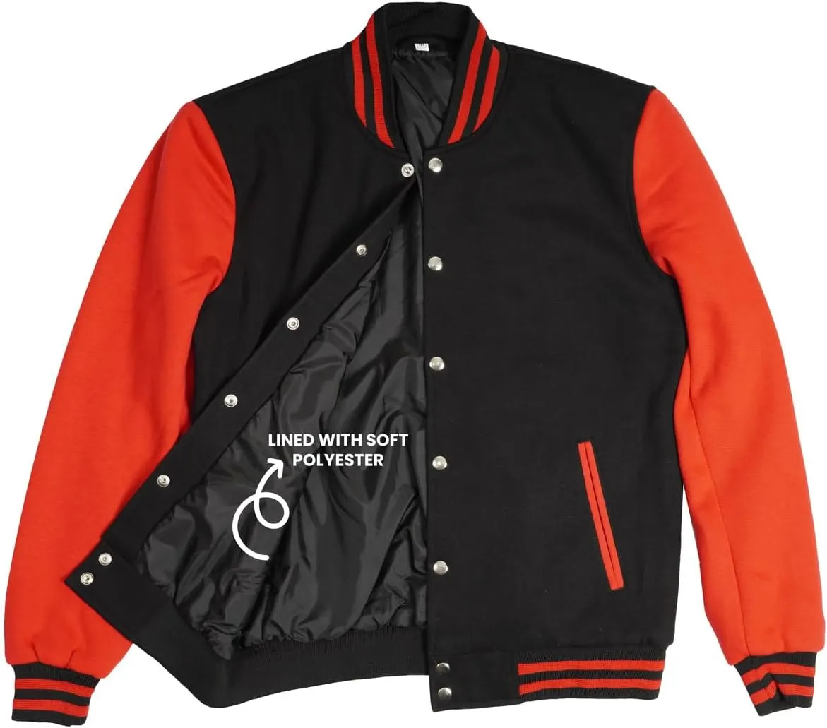 Decrum Varsity Jacket Men - High School Letterman Bomber Style Fleece Baseball Jackets For Men