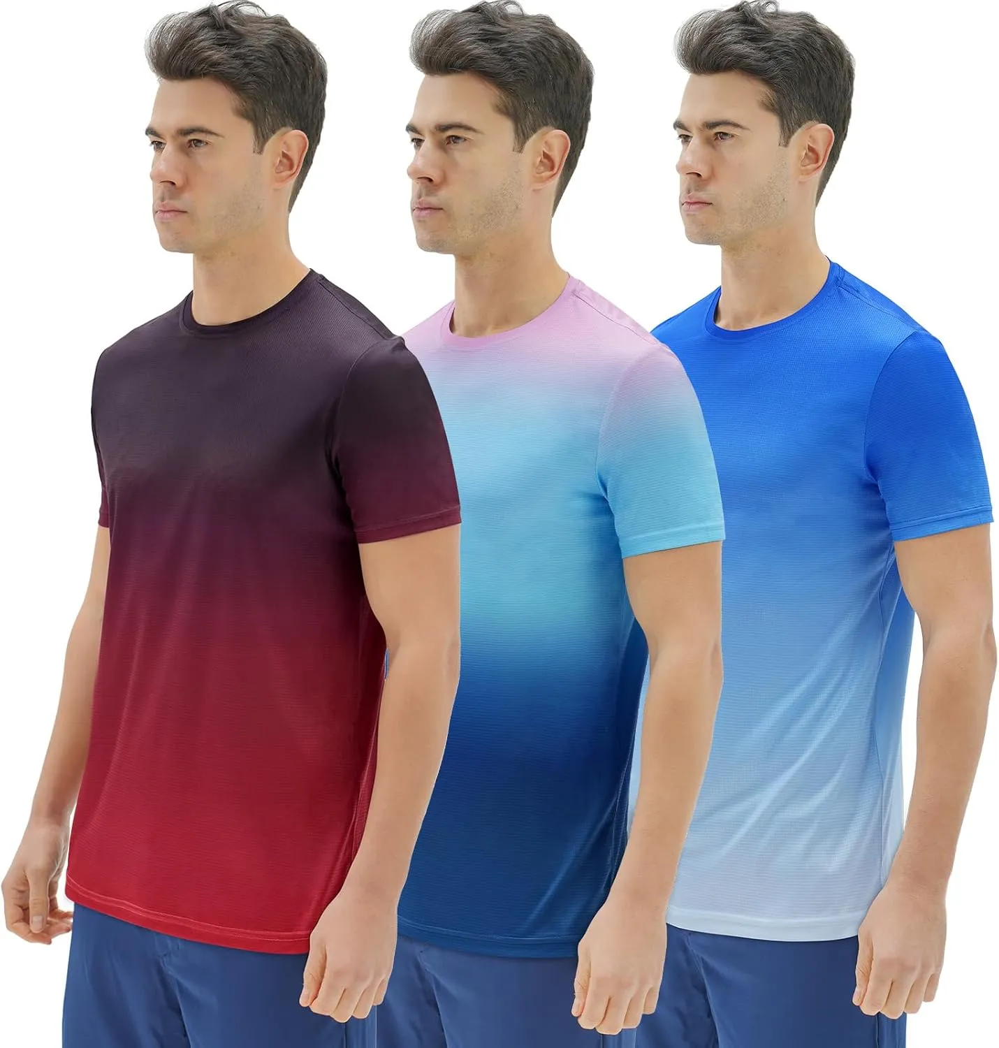 DEOLAX Mens T-Shirts Crew Neck Workout Short Sleeve Shirts Lightweight Soft Classic Casual Fit Muscle Tops Tee Shirt for Men