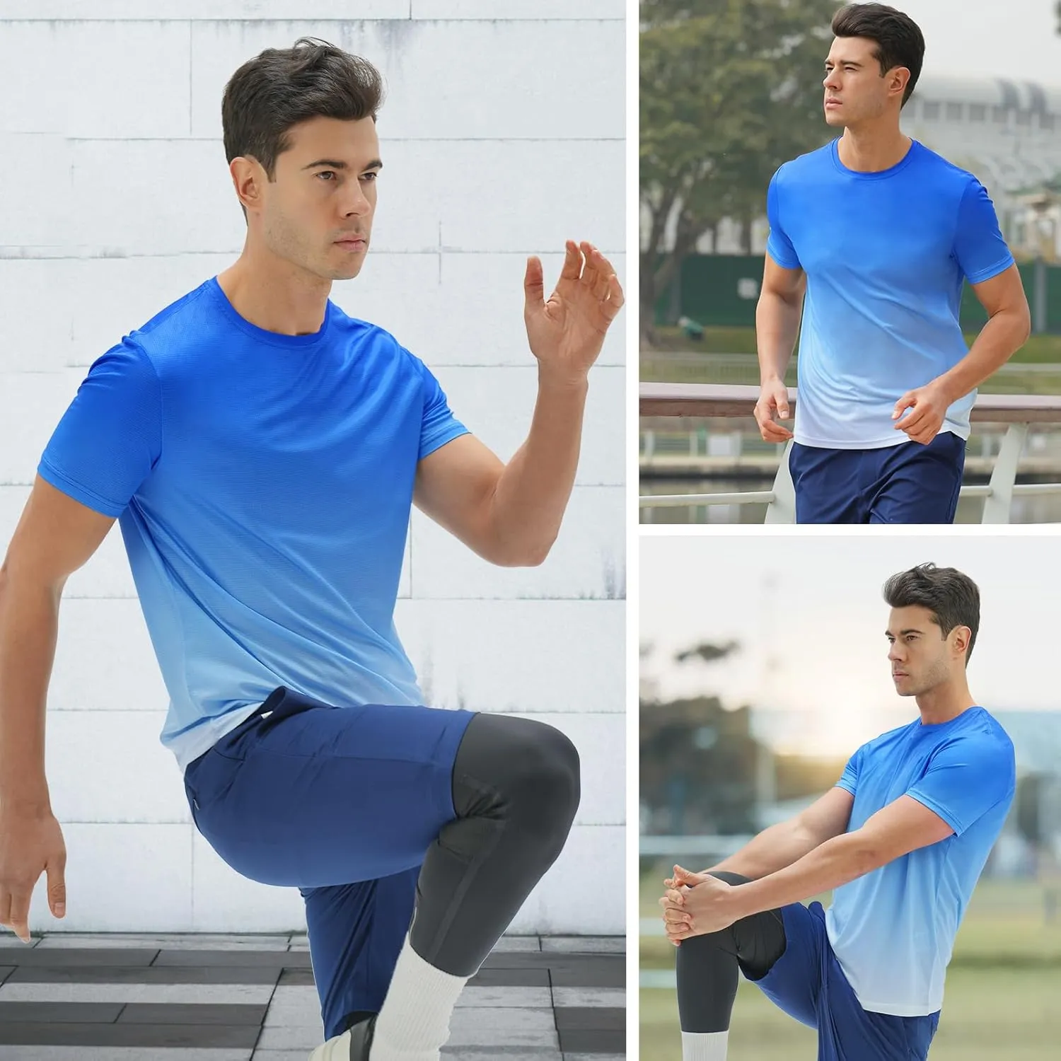 DEOLAX Mens T-Shirts Crew Neck Workout Short Sleeve Shirts Lightweight Soft Classic Casual Fit Muscle Tops Tee Shirt for Men